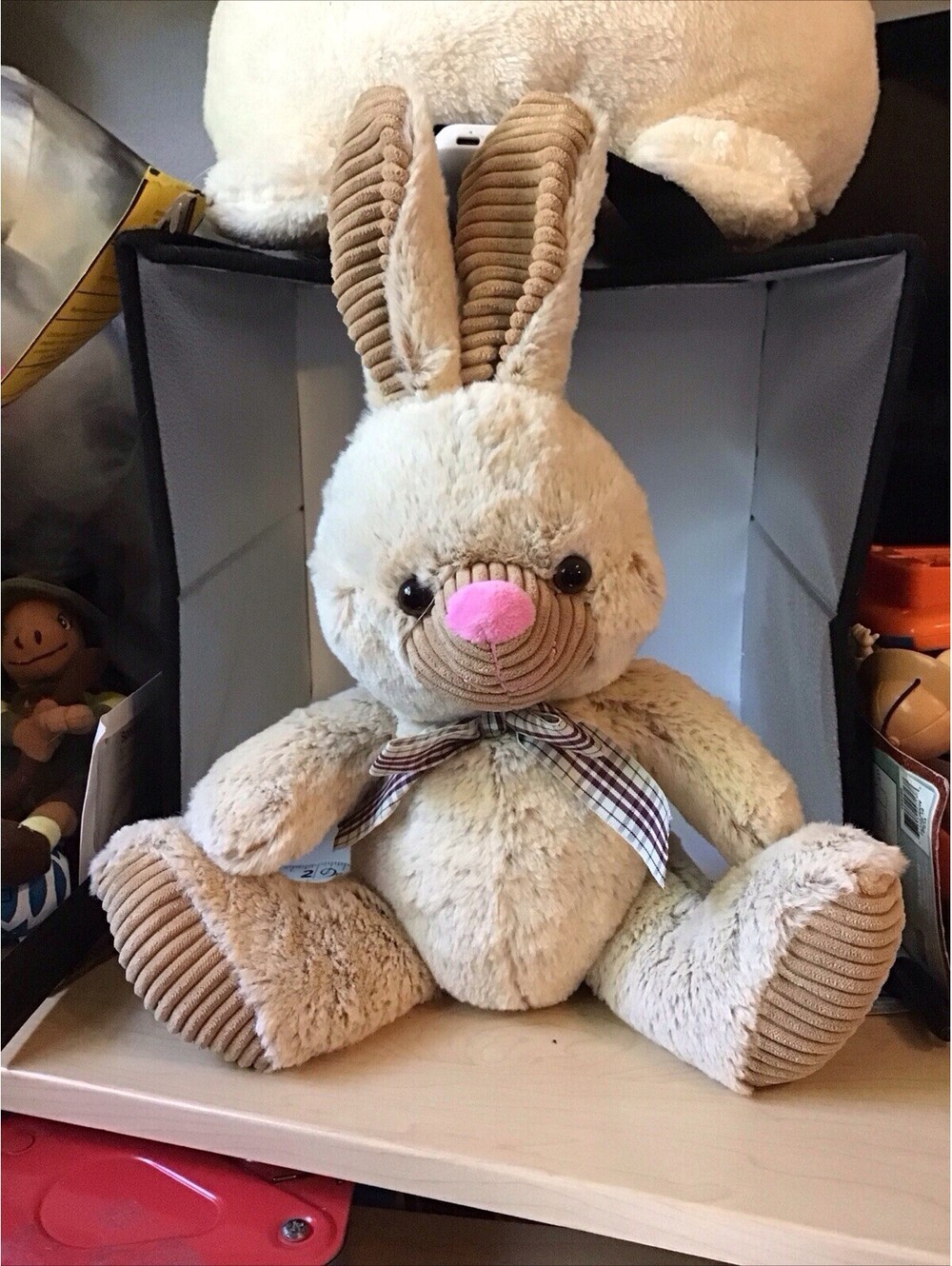 Homerbest Plush 13” Bunny Rabbit Soft Corduroy Accents Stuffed Animal Toy
